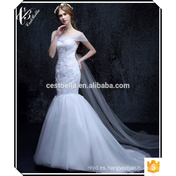 Personalizado en China Mermaid Puffy falda cariño Lace-up plisados ​​vestido de novia